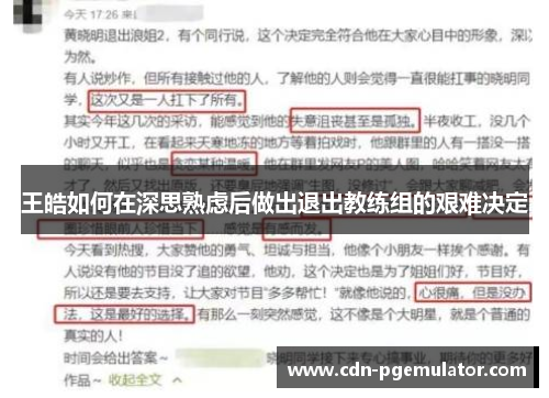 王皓如何在深思熟虑后做出退出教练组的艰难决定 王皓如何在深思熟虑后做出退出教练组的艰难决定